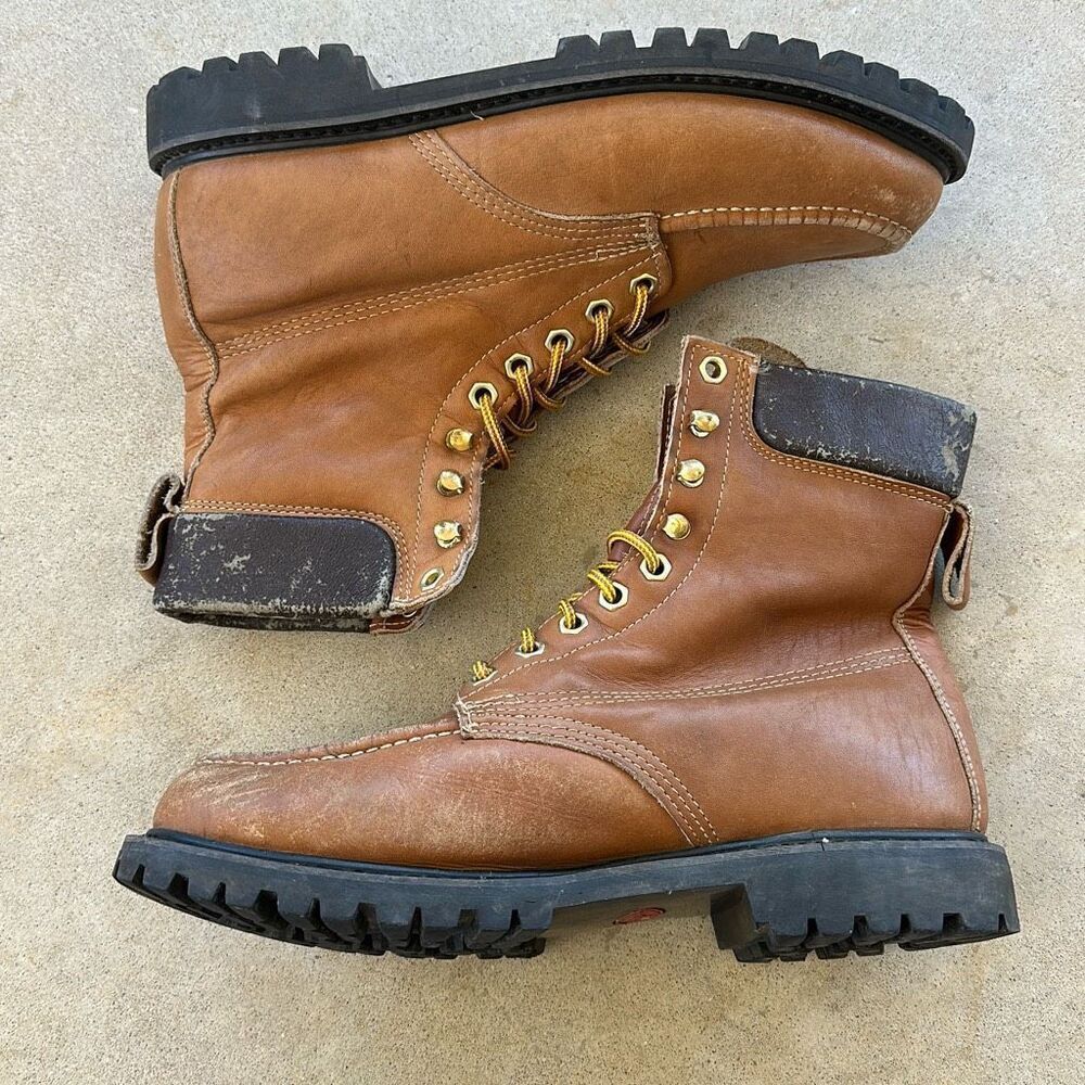 Vintage MONTBLANC Hiking Boots Combat Leather Boots Men’s 11 Made In Korea - Picture 2 of 11